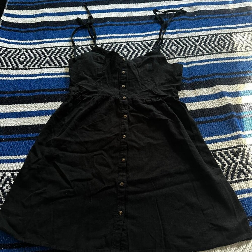 AE black mini linen dress